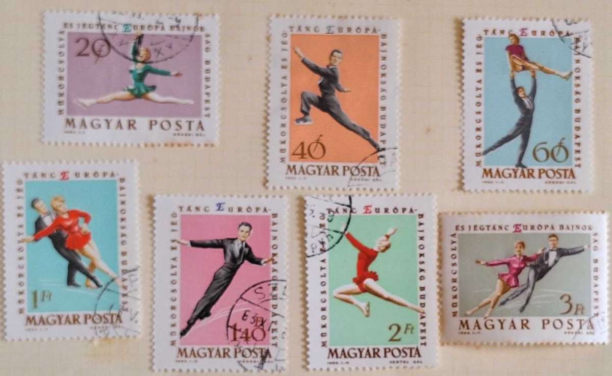 Hungary 1963 Ice Skating Set of 7 Used Hinged stamps