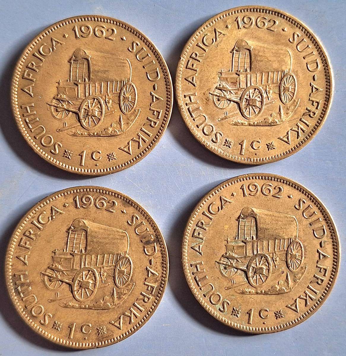 South Africa 1962 4x 1 cent Coins Brass