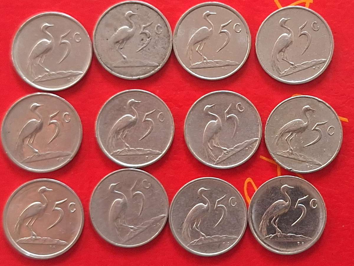 South Africa 1965-87 5c Mixed Lot 12 Nickel