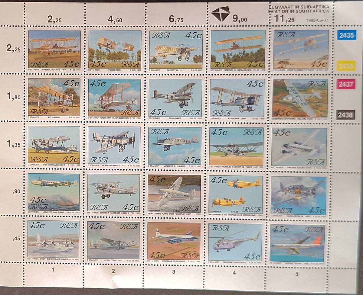 South Africa 1993 Aviation 1 Sheet of 25 Mint stamps