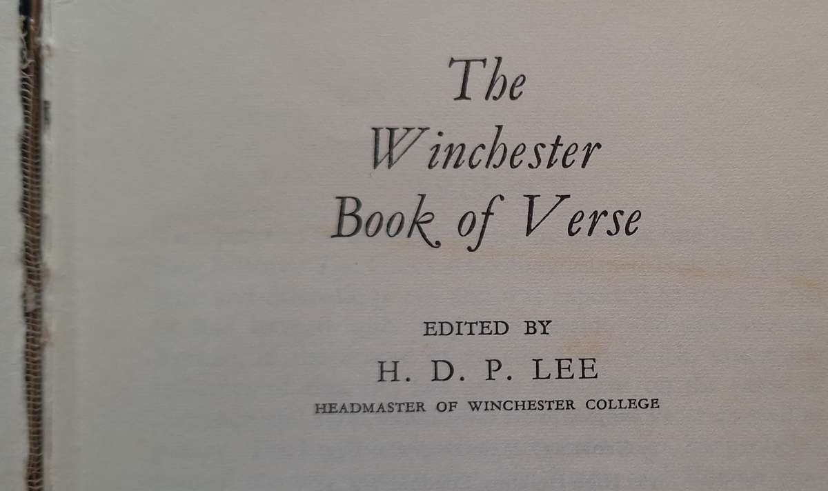 The Winchester Book of Verse Ed: H D P Lee Hardcover 1959