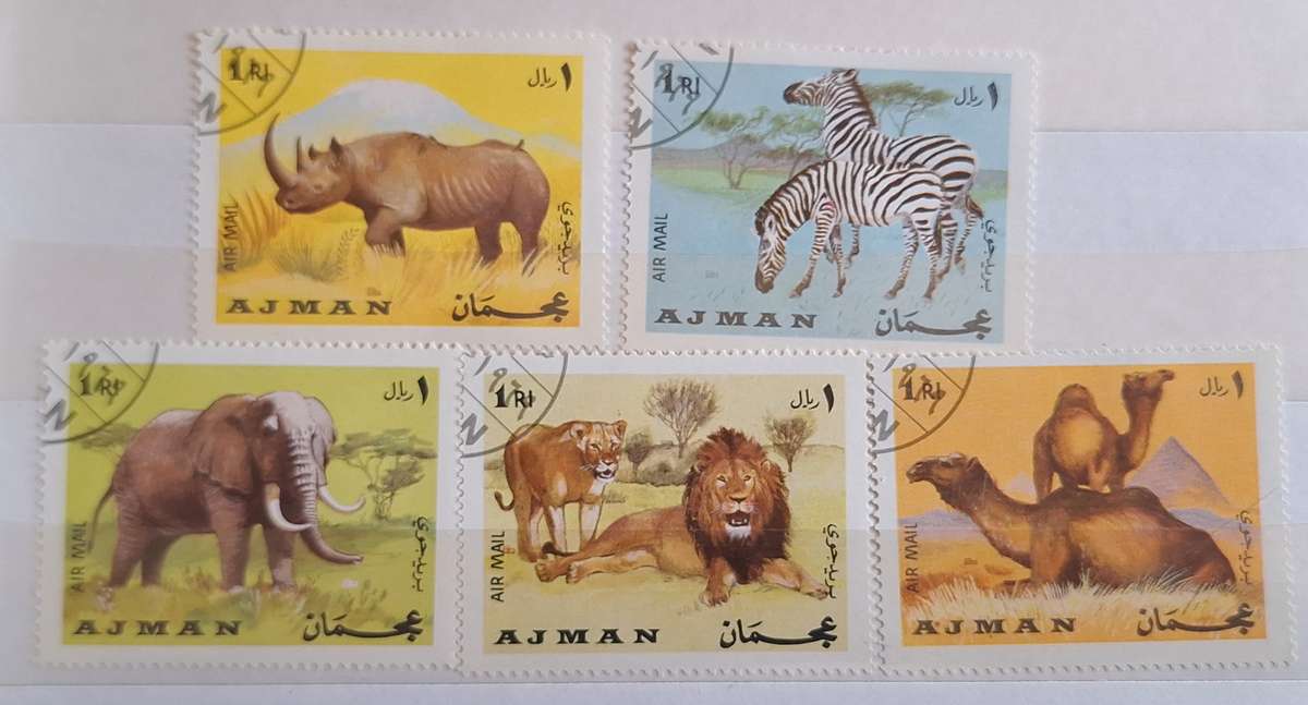 Ajman 1969  Animals 5 Cancelled Hinged from Set of 6