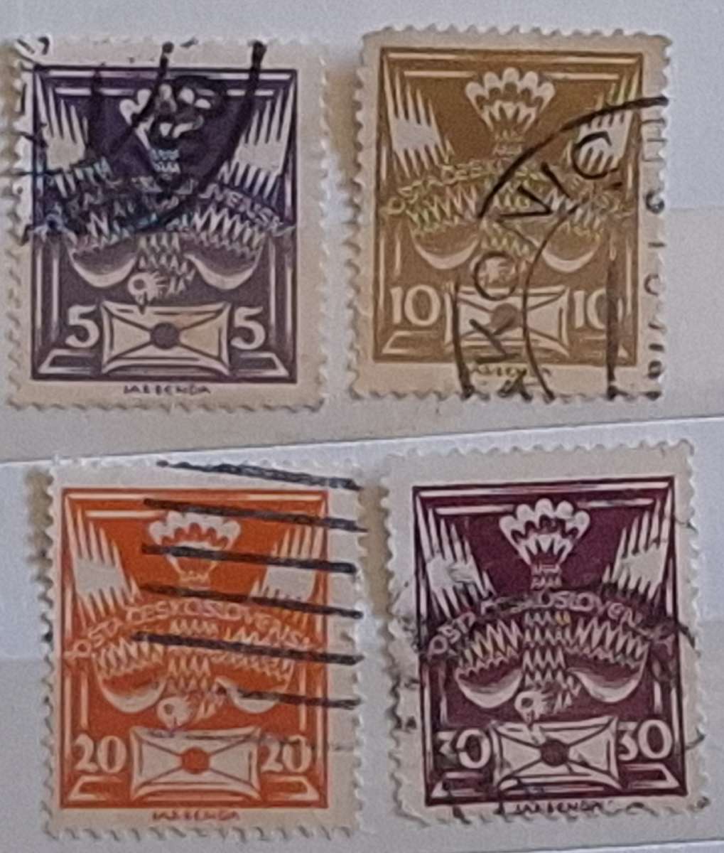 Czechoslovakia 1920 "The Dove" 4 Used stamps