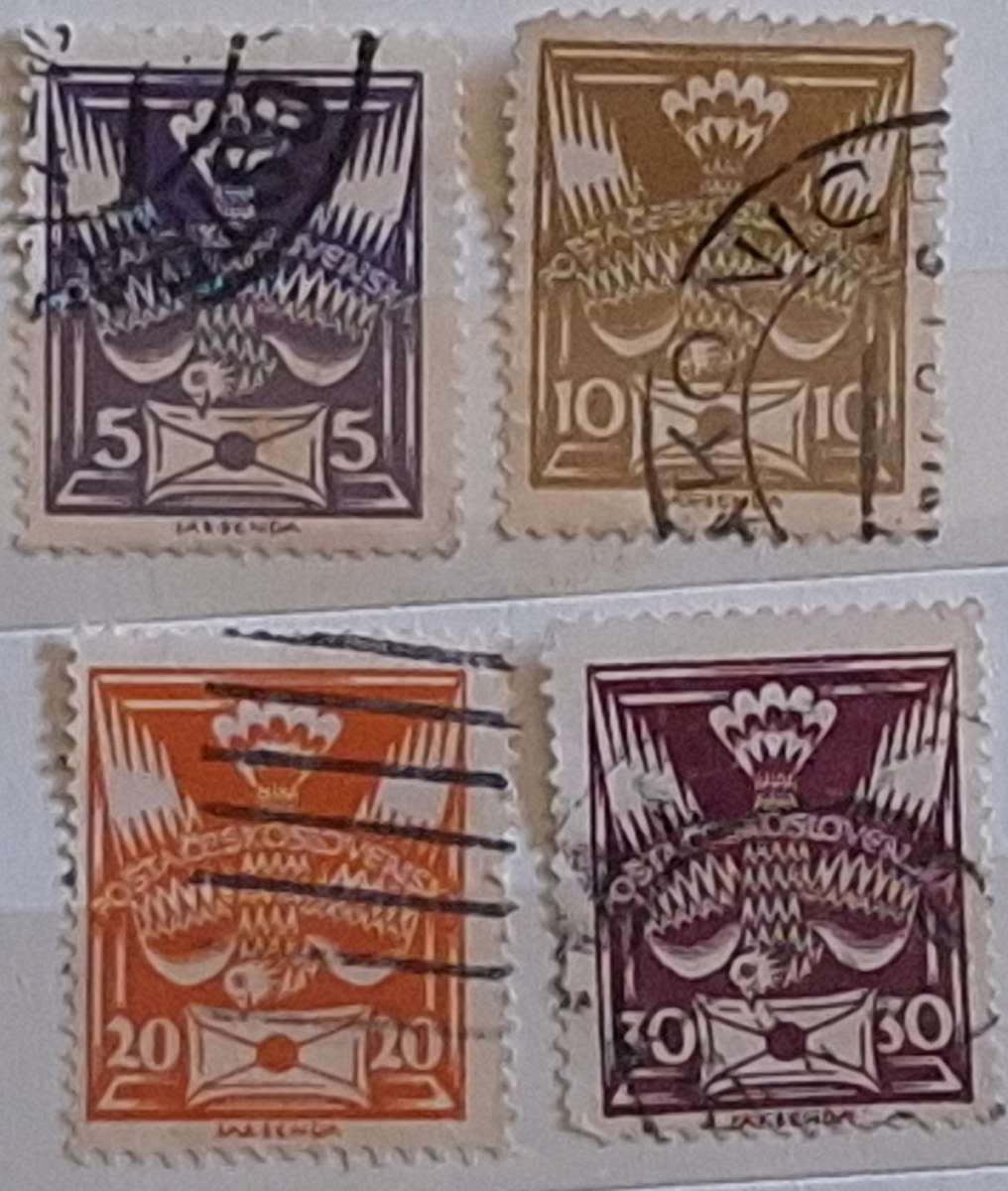 Czechoslovakia 1920 "The Dove" 4 Used stamps