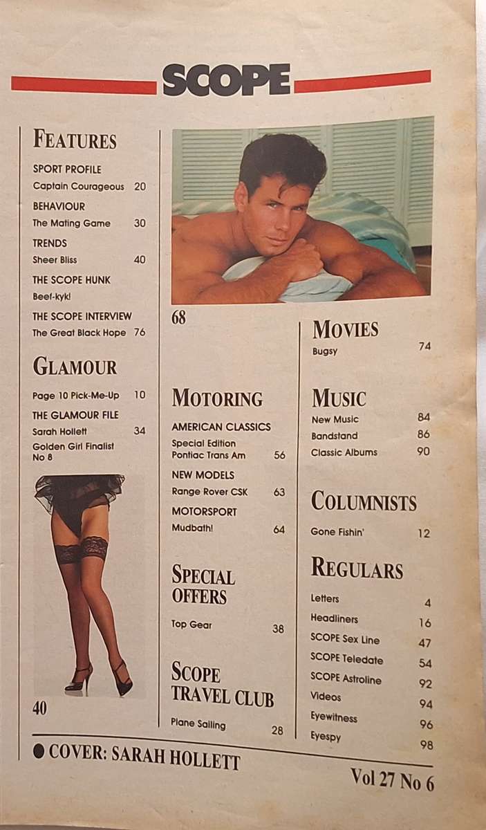Scope Vol 27 No 6 March 1992 Centrefold Scope's Golden Girl No. 8 Debrah Cover: Sarah Hollett