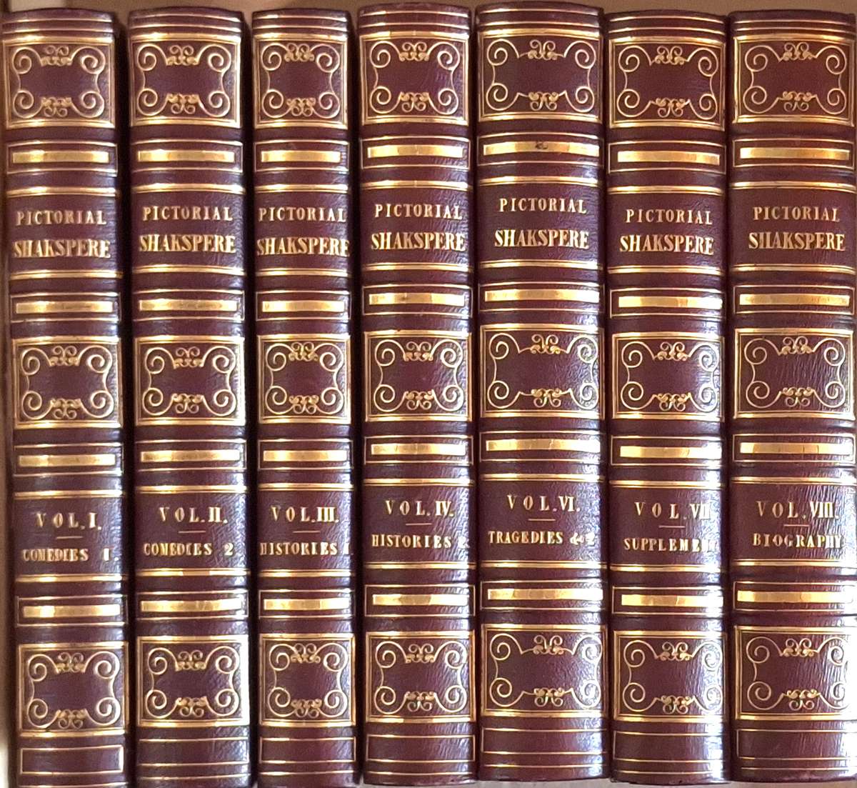 Pictorial Shakspere 7 Books from Set of 8 (No. 5 is Missing) Hand dated 1844