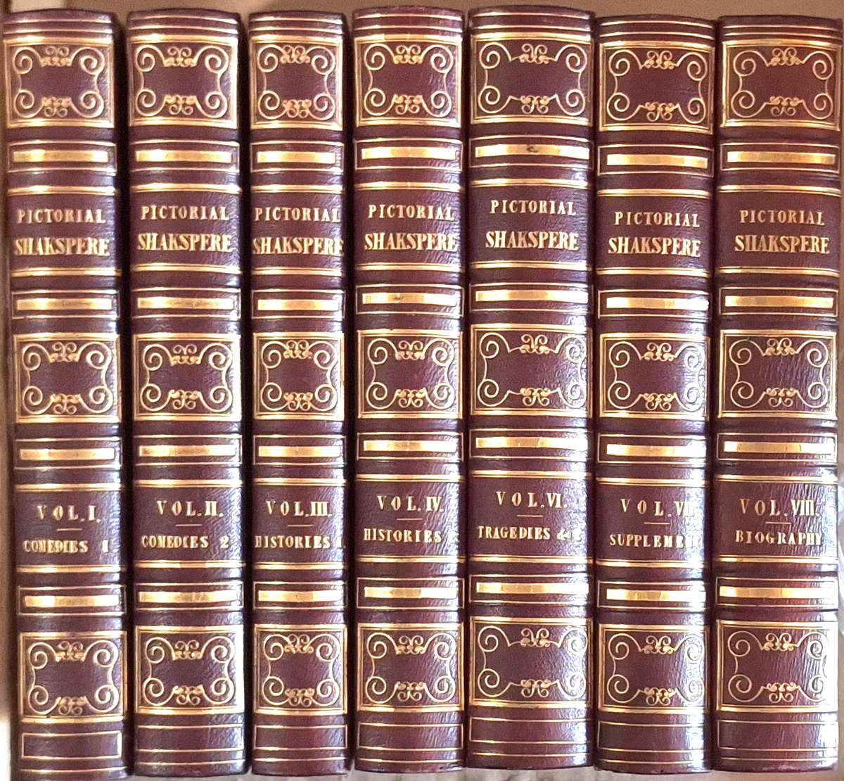 Pictorial Shakspere 7 Books from Set of 8 (No. 5 is Missing) Hand dated 1844