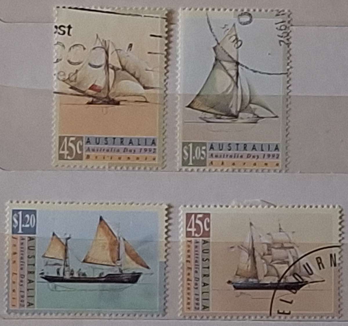 Australia 1992 Australia Day Sailing Ships Set of 4 Used Hinged stamps