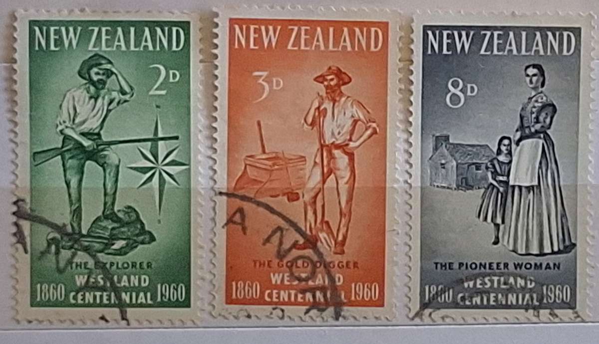 New Zealand 1960 Westland Centennial Set of 3 Used  stamps