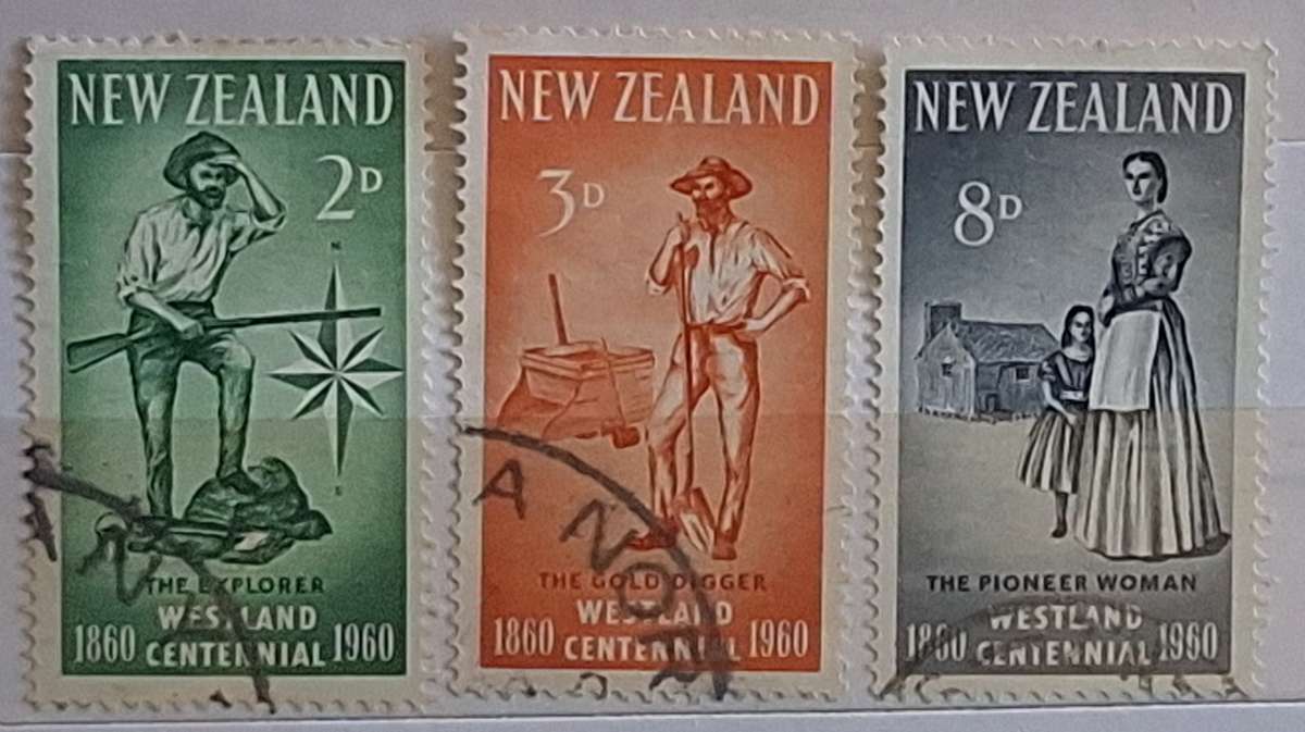 New Zealand 1960 Westland Centennial Set of 3 Used  stamps