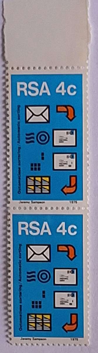 RSA 1975 Postal Mechanised Sorting Pair of Mint stamps