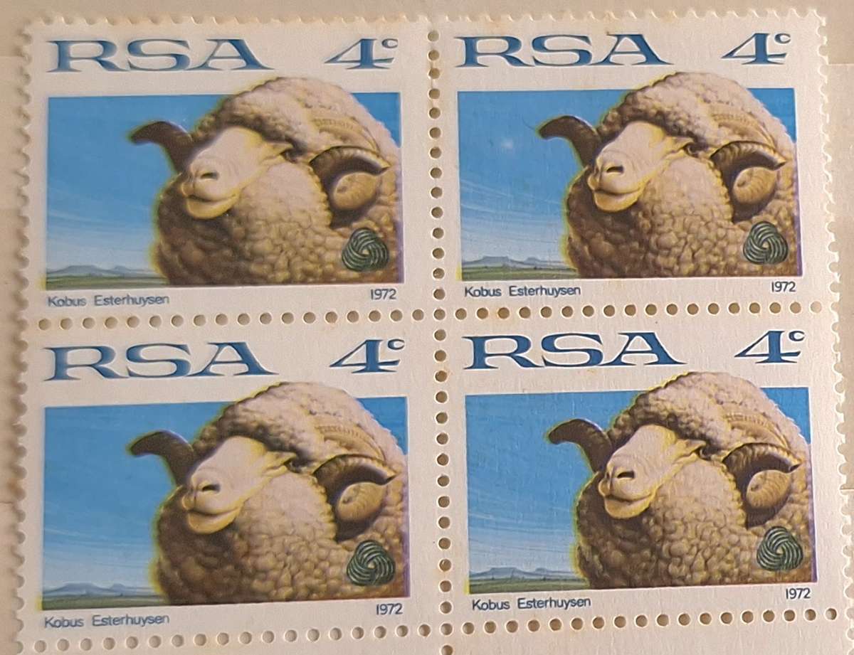 RSA 1972 Sheep Block of 4 Mint stamps