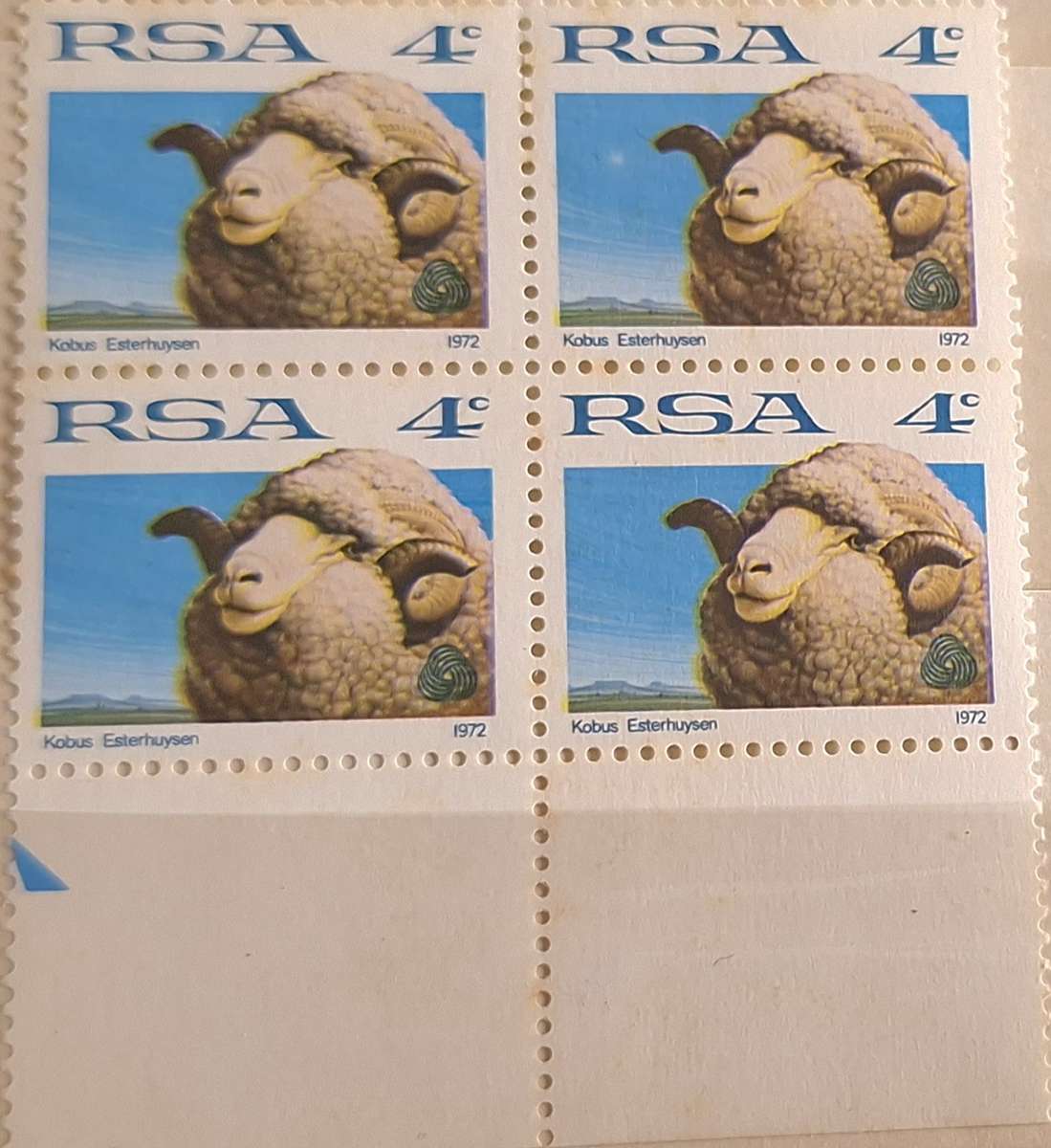 RSA 1972 Sheep Block of 4 Mint stamps