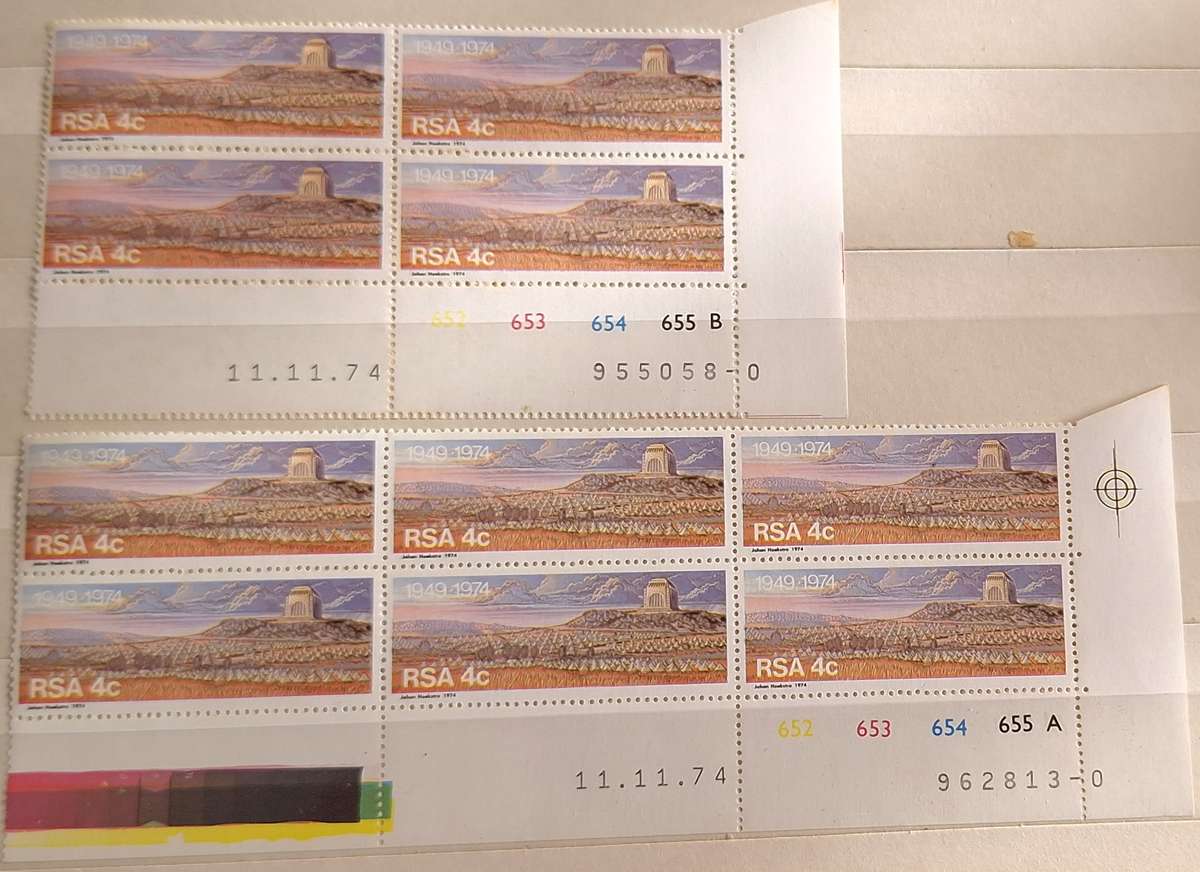 RSA 1974 Voortrekker Monument 25th Anniversary 2 Mint Control Blocks