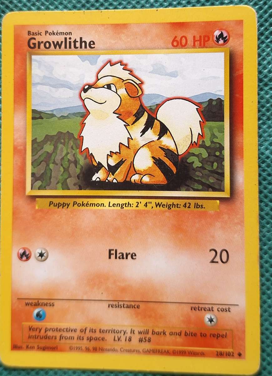 Pokemon Trading Cards Growlithe 28/102