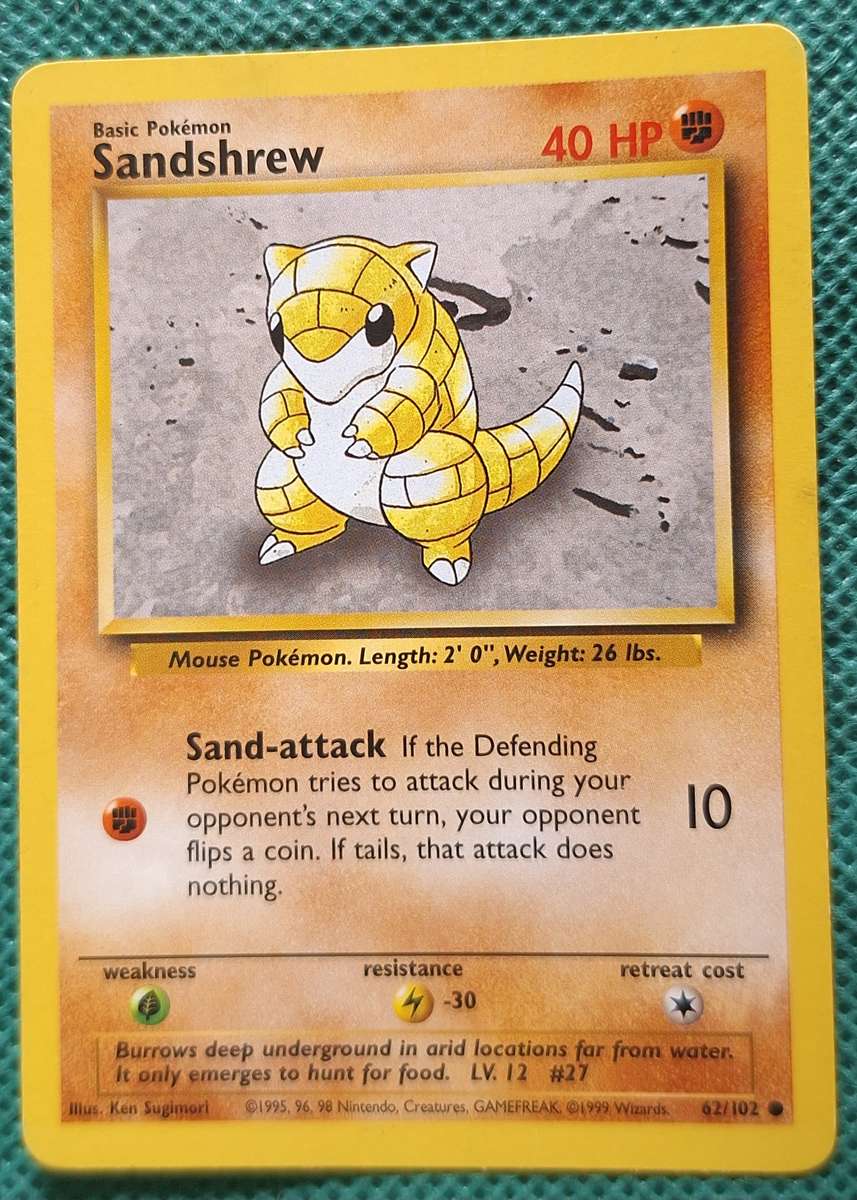 Pokemon Trading Cards Sandshrew 62/102