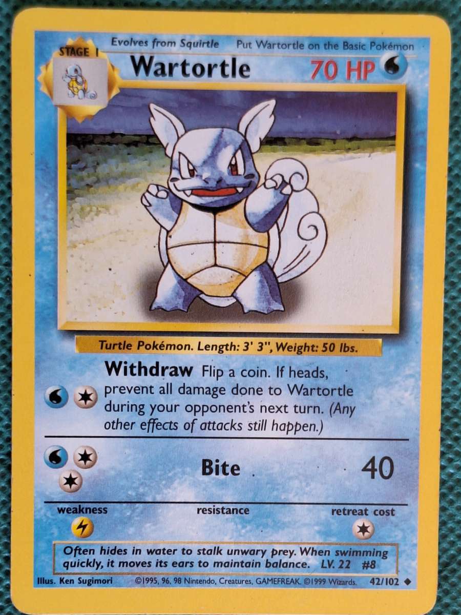 Pokemon Trading Cards Wartortle 42/102