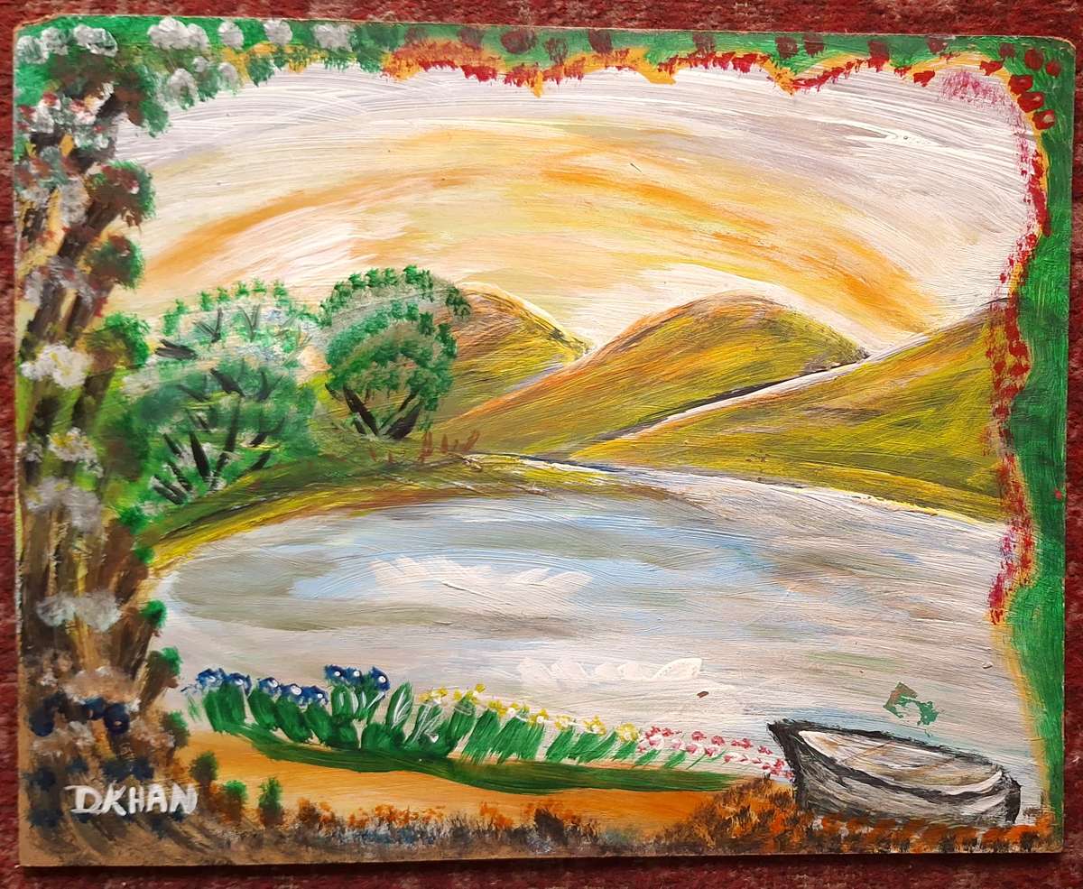 Unframed Painting 0n Board by D Khan