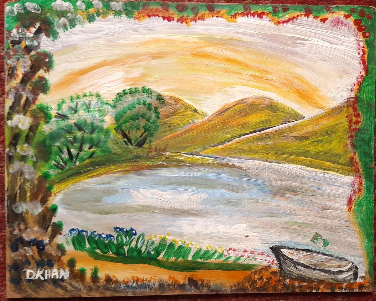 Unframed Painting 0n Board by D Khan