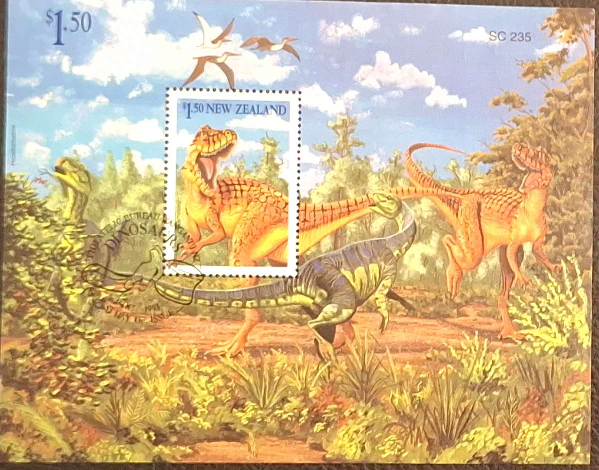 New Zealand 1993 Dinosaurs 1 Cancelled Miniature Sheet