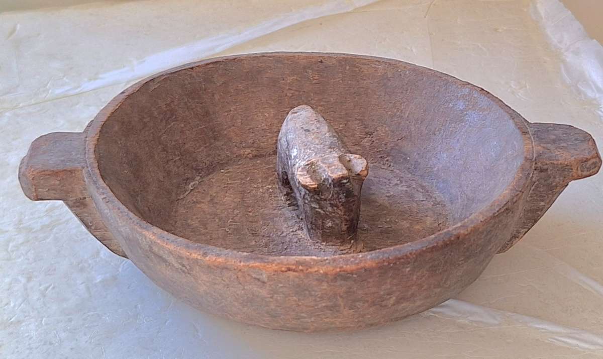 Primitive Handcarved African Wooden Bowl