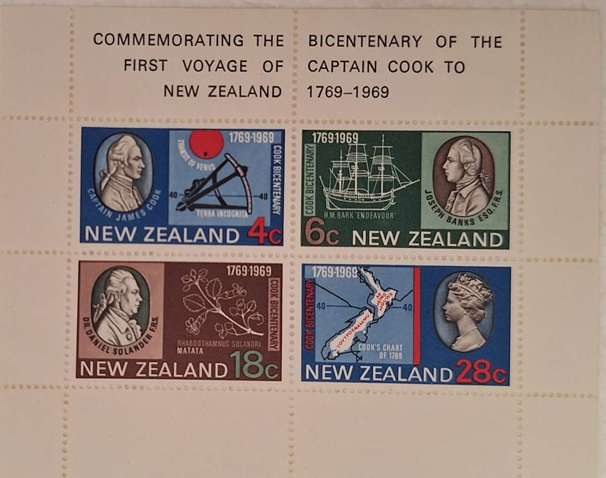 New Zealand 1969 Cook Bicentenary 1 unused hinged Miniature Sheet