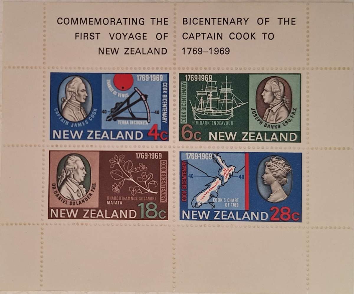 New Zealand 1969 Cook Bicentenary 1 unused hinged Miniature Sheet