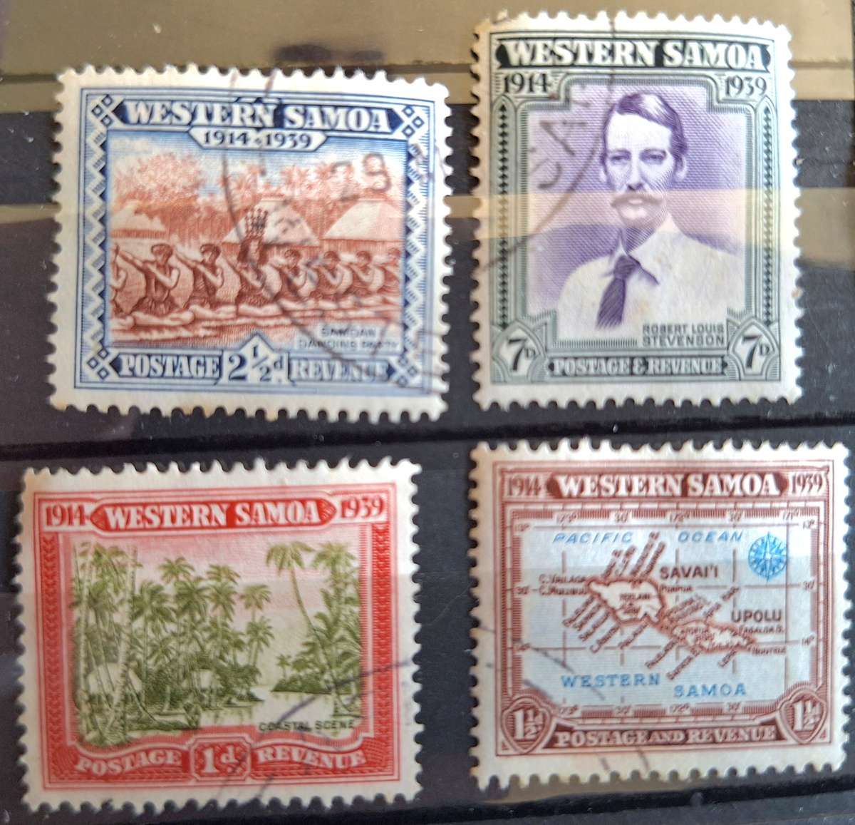 Western Samoa 1939 25th Anniversary of New Zealand Control Set of 4 Used stamps