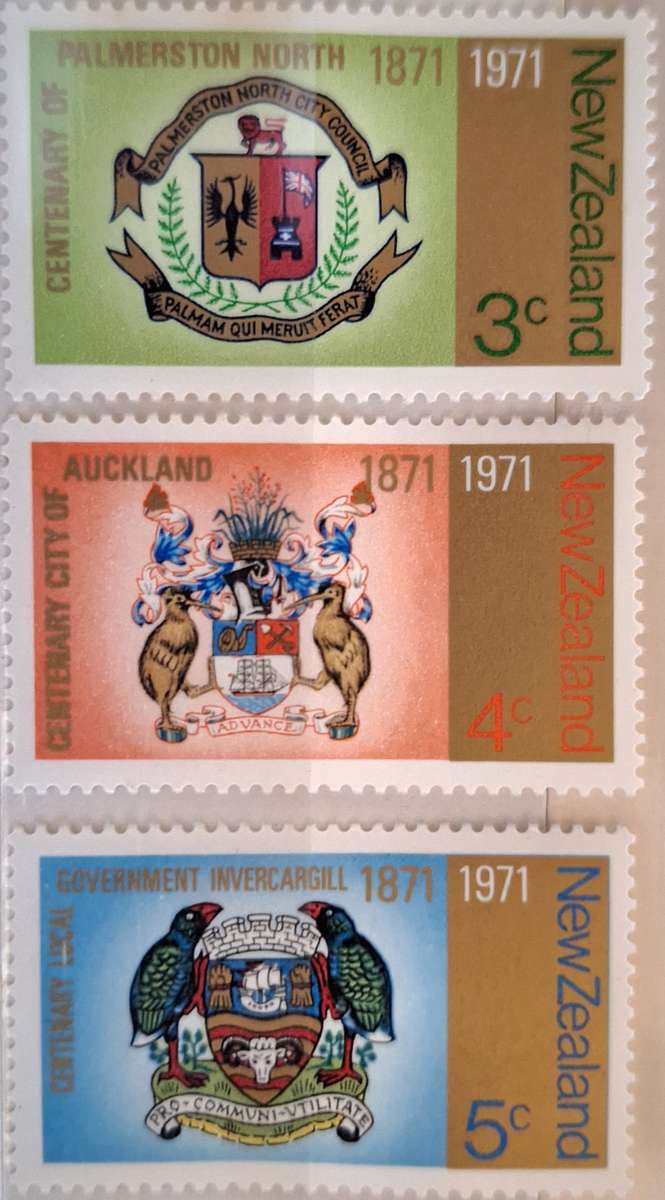 New Zealand 1971 City Centenaries Set of 3 Mint stamps