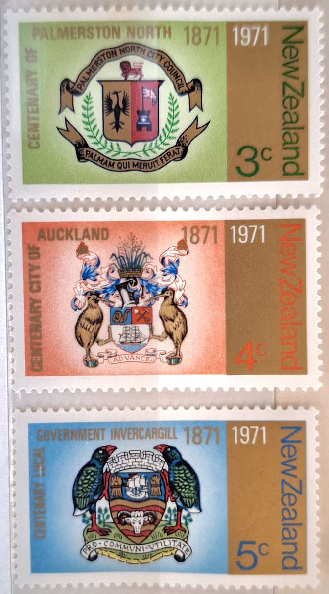 New Zealand 1971 City Centenaries Set of 3 Mint stamps