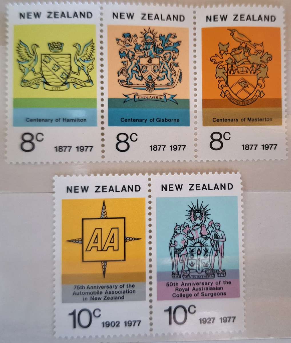 New Zealand 1977 Anniversaries Set of 5 Mint stamps