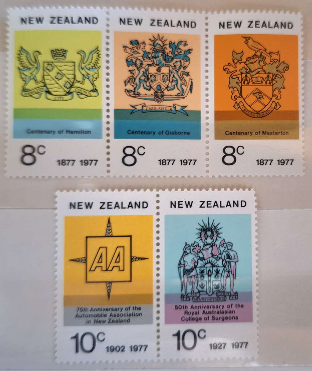 New Zealand 1977 Anniversaries Set of 5 Mint stamps