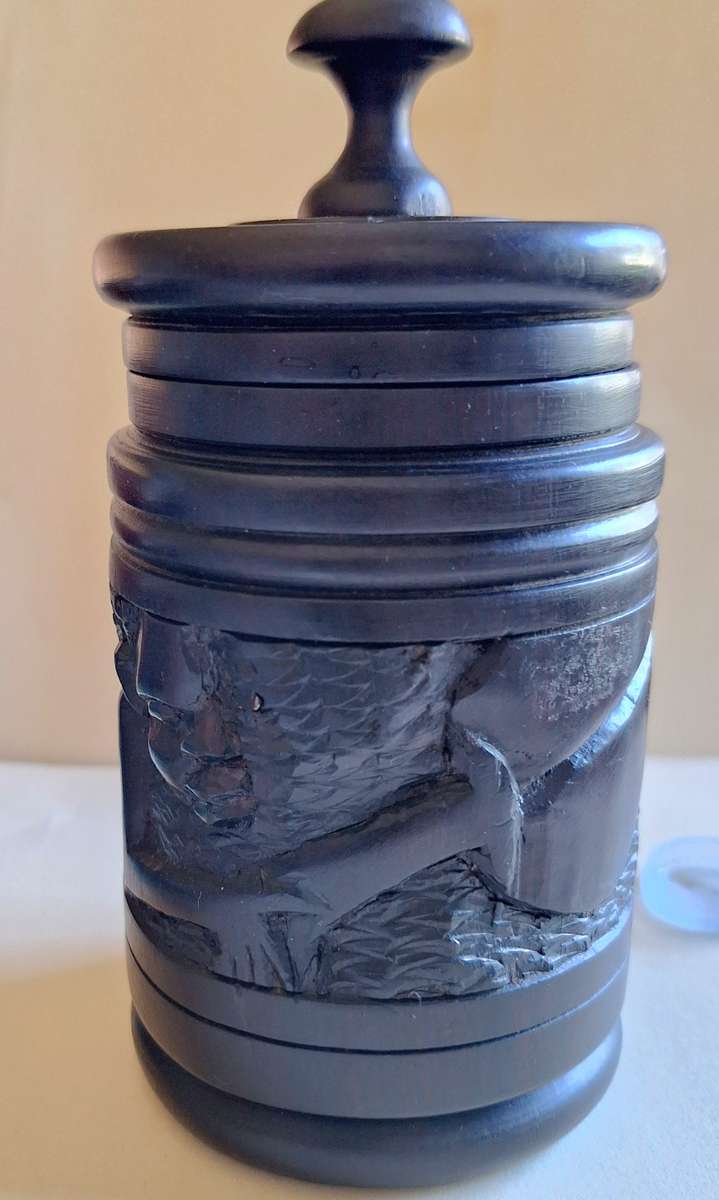 African Wooden Carved Tobacco Jar
