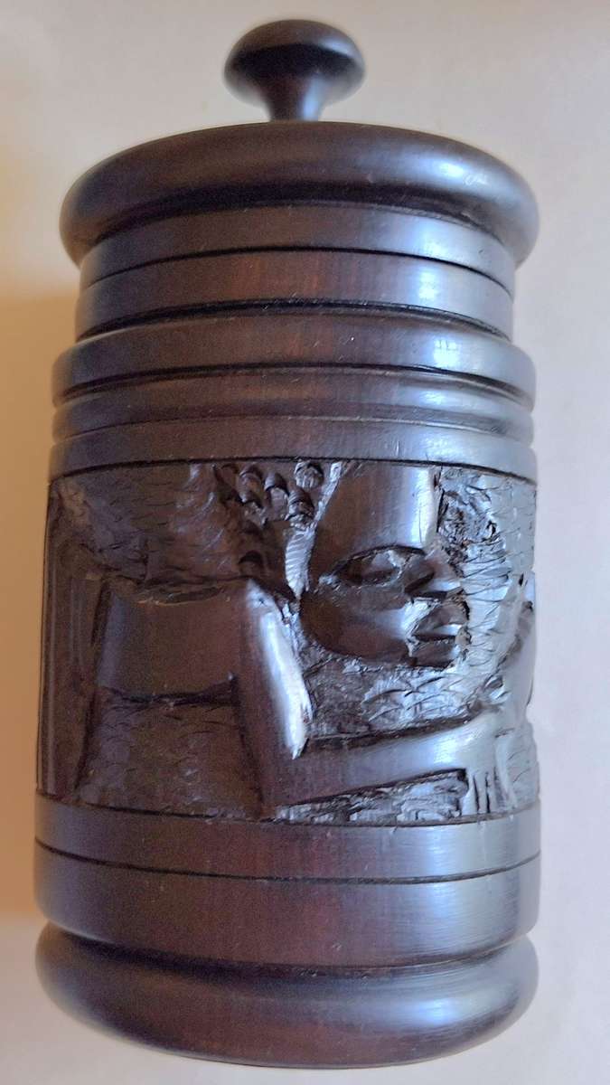 African Wooden Carved Tobacco Jar