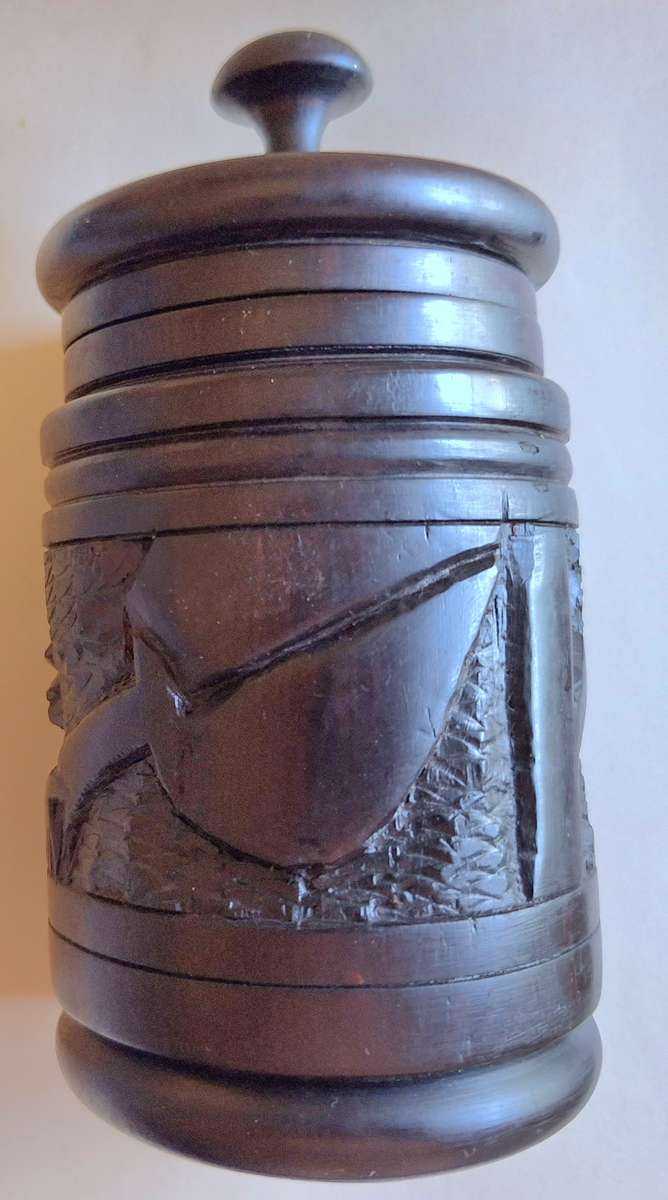 African Wooden Carved Tobacco Jar