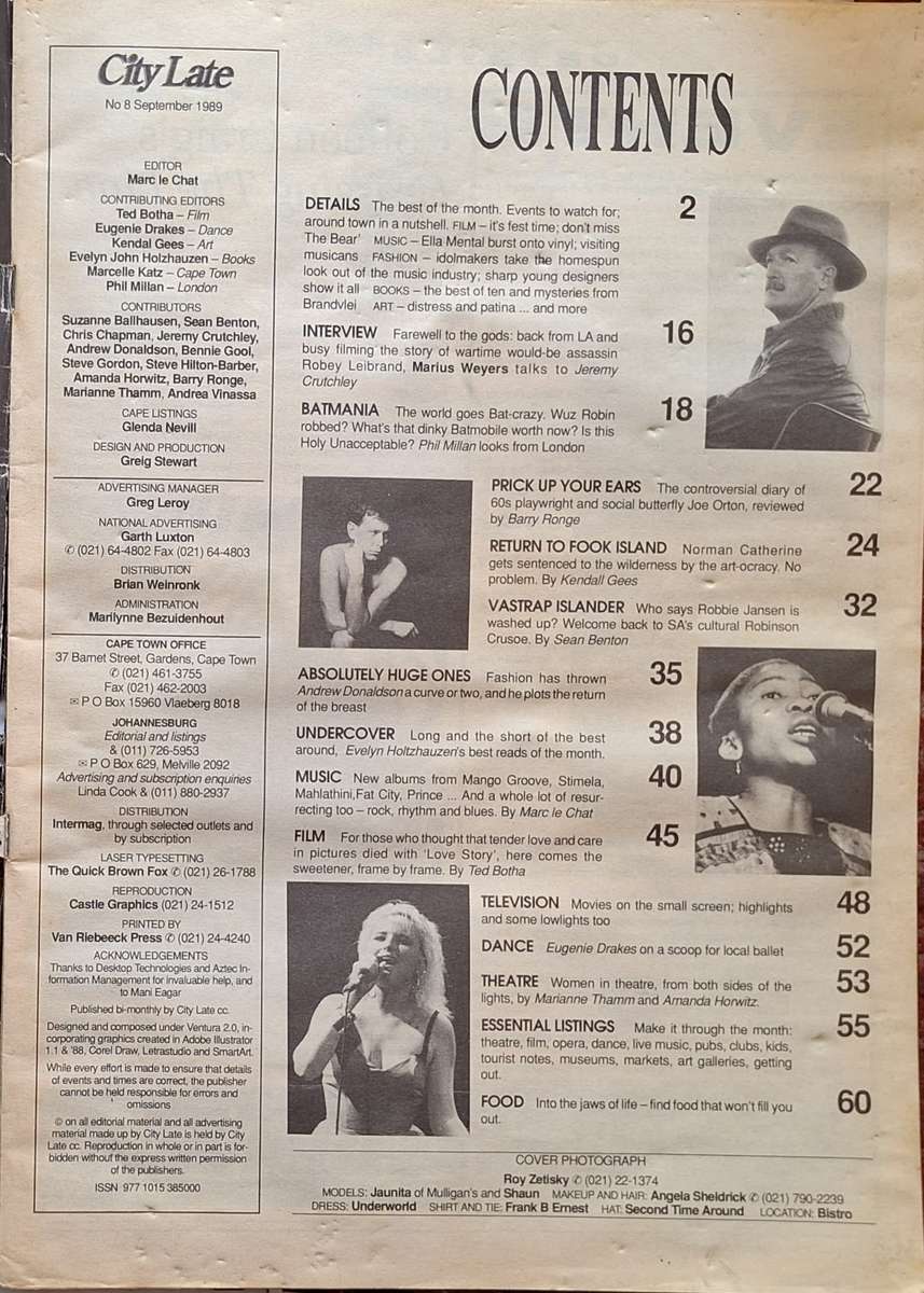 City Late Entertainment Magazine 8 Sept 1989