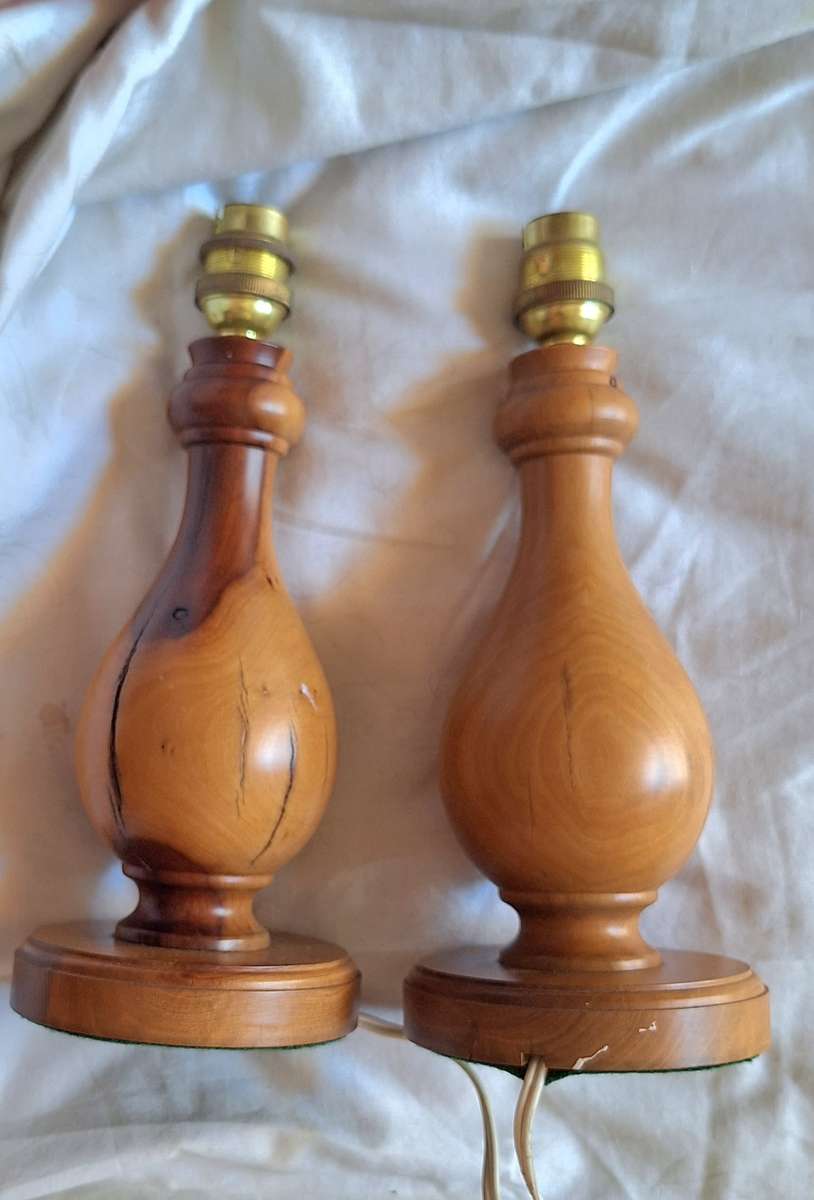Pair of Stinkwood Bedside Lamps