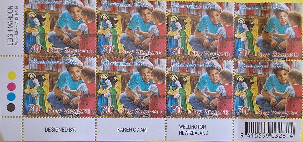 New Zealand 1994 Christmas 70c Father Block of 8 Mint stamps