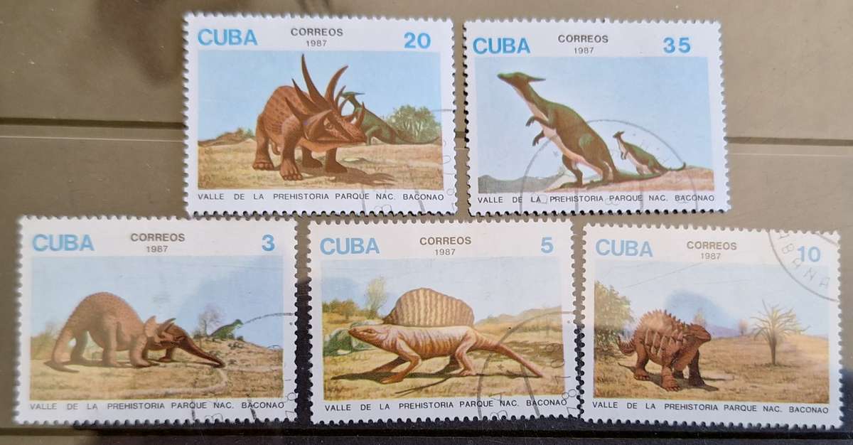 Cuba 1987 Dinosaurs 5 Cancelled stamps