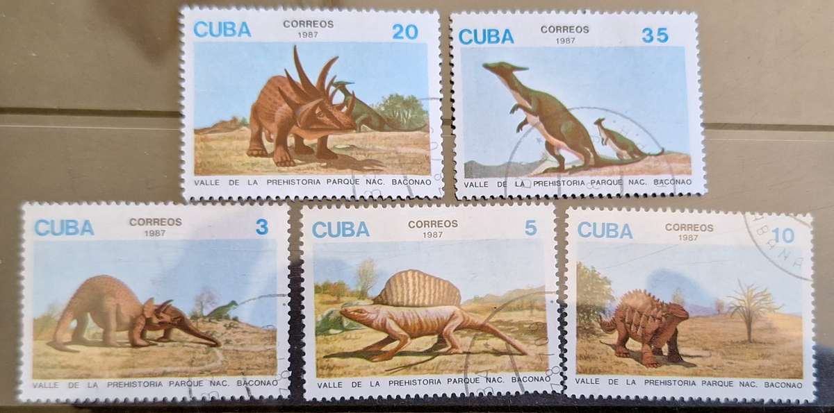 Cuba 1987 Dinosaurs 5 Cancelled stamps