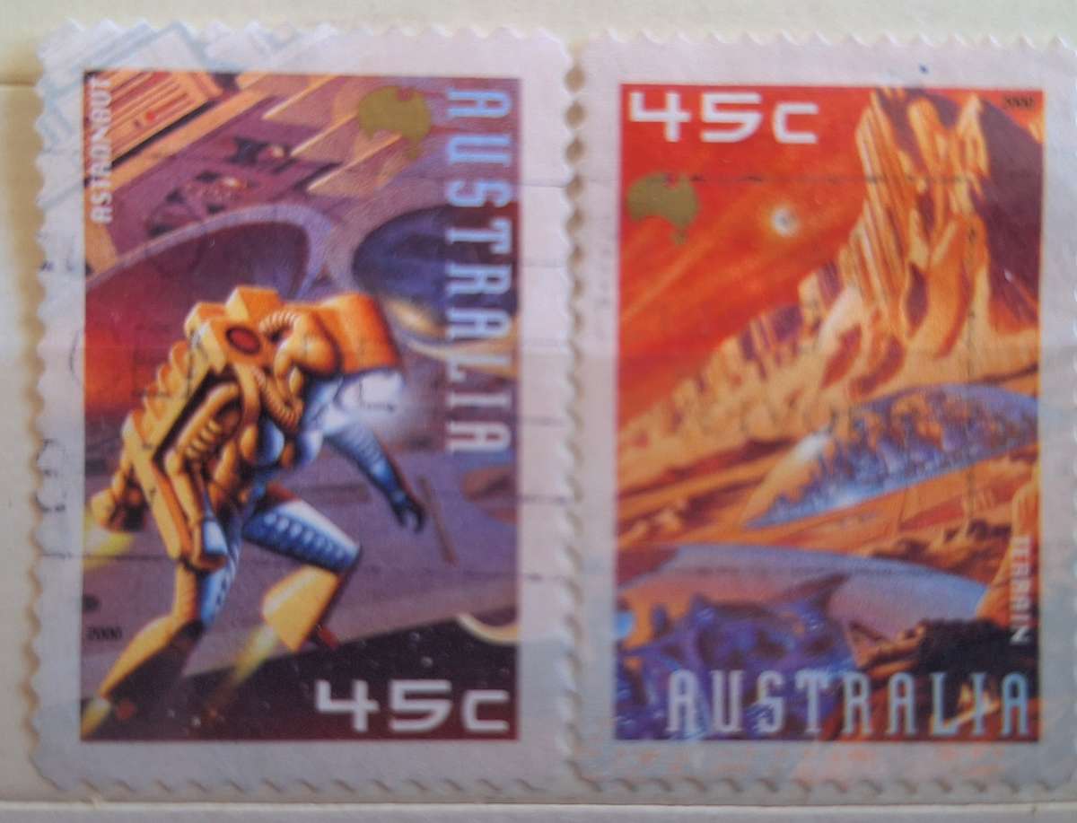 Australia 2000 Space Set of 2 Used Peel and Stick stamps