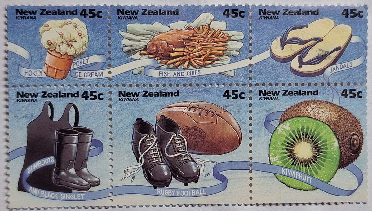 New Zealand 1994 Block of 6 Used stamps from Kiwiana Booklet