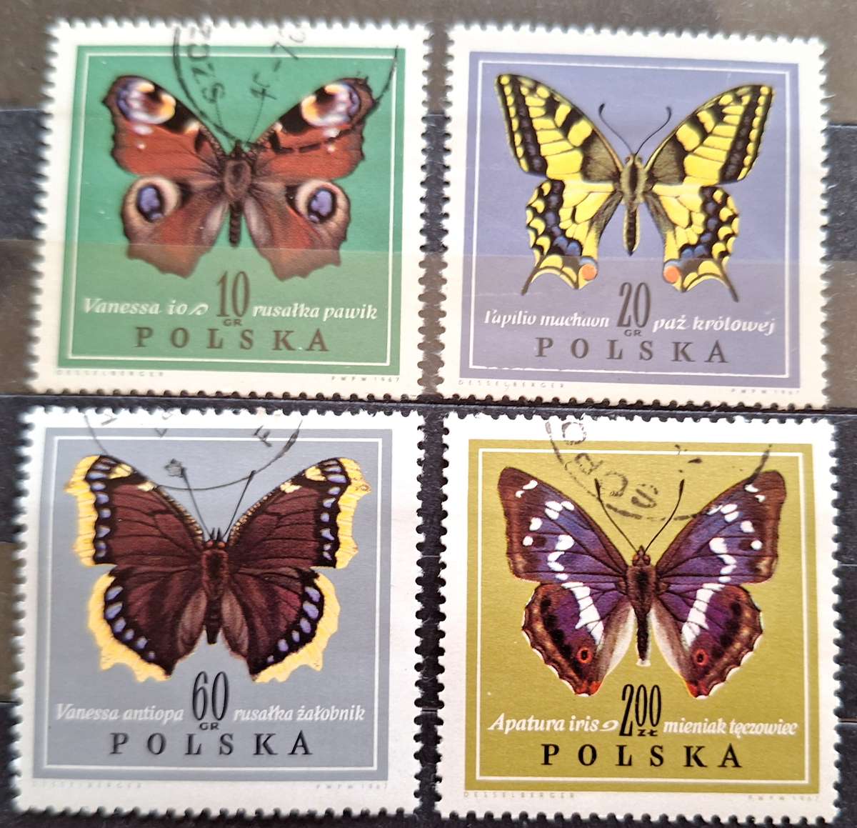 Poland 1967 Butterflies In Natural Colors 4 Cancelled stamps