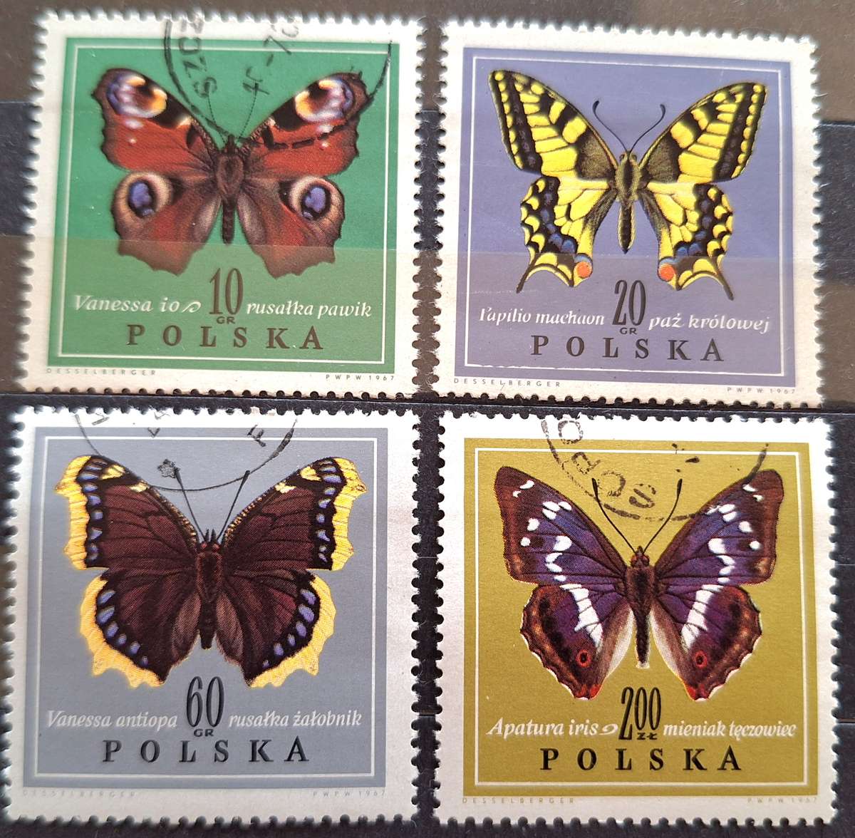 Poland 1967 Butterflies In Natural Colors 4 Cancelled stamps