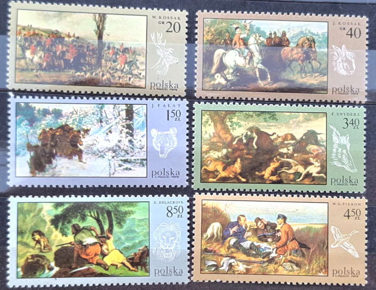 Poland 1968 Dogs Horses / Hunting 6 Mint stamps