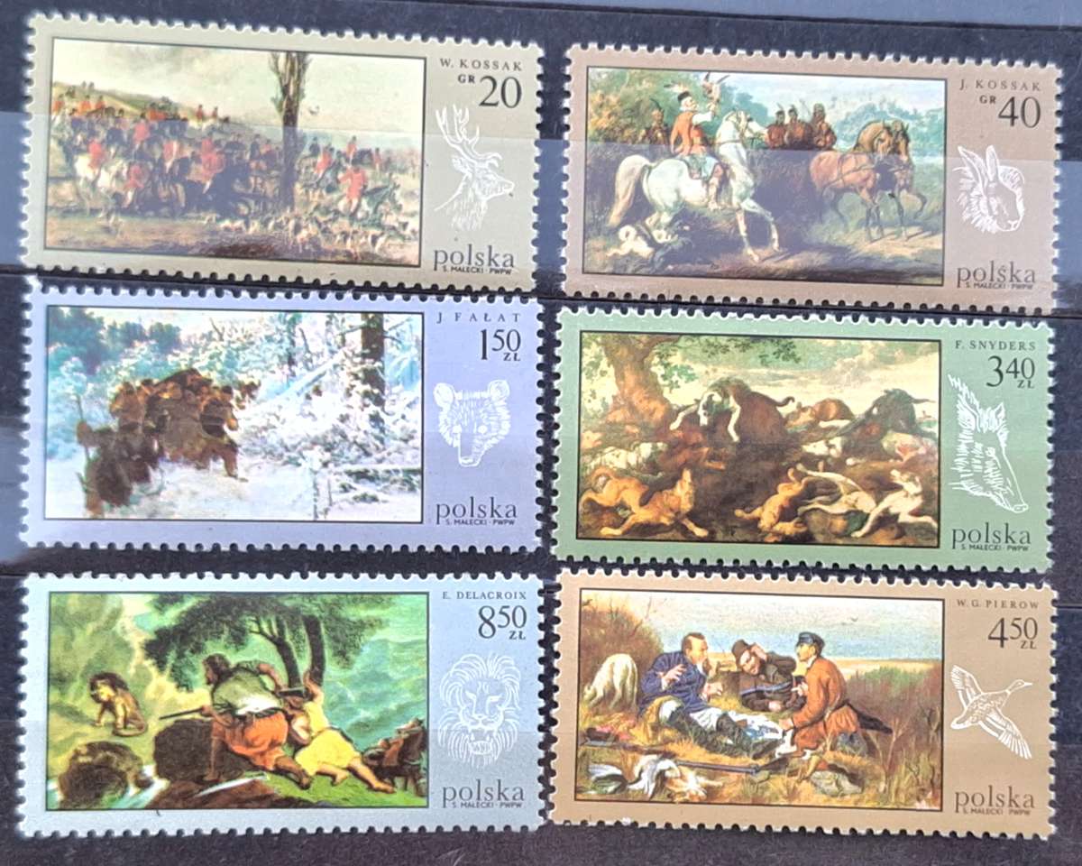 Poland 1968 Dogs Horses / Hunting 6 Mint stamps