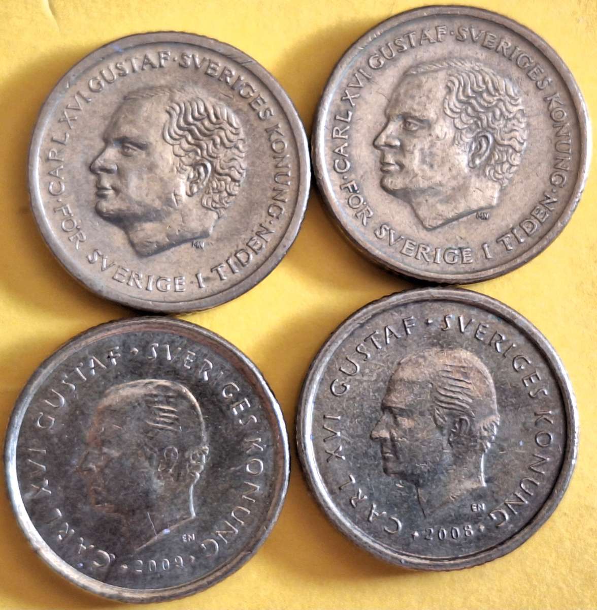 Sweden 1991 2000 2008 2009 4x 10 Kronor Nordic Gold