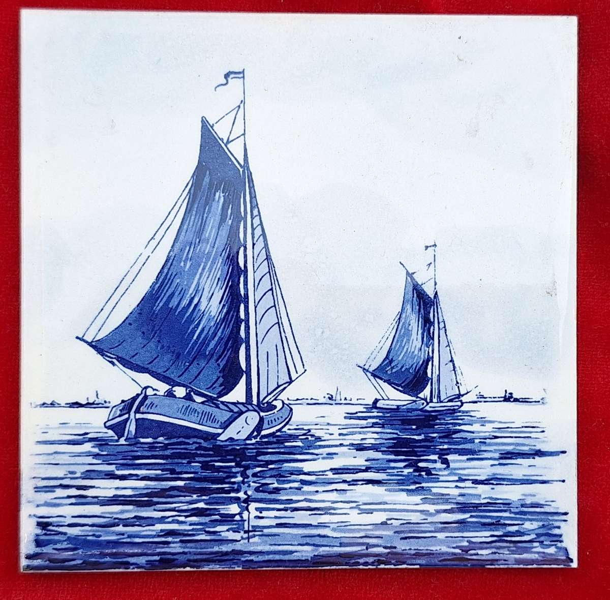 Delft Blue and White Hand Painted Tile Boats Made in Holland