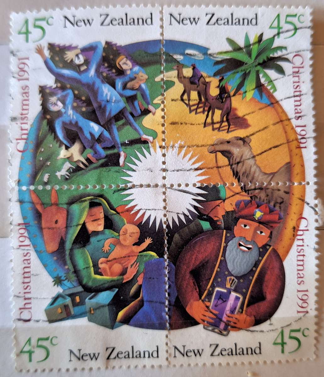 New Zealand 1991 Christmas Joined Block of 4 Used stamps