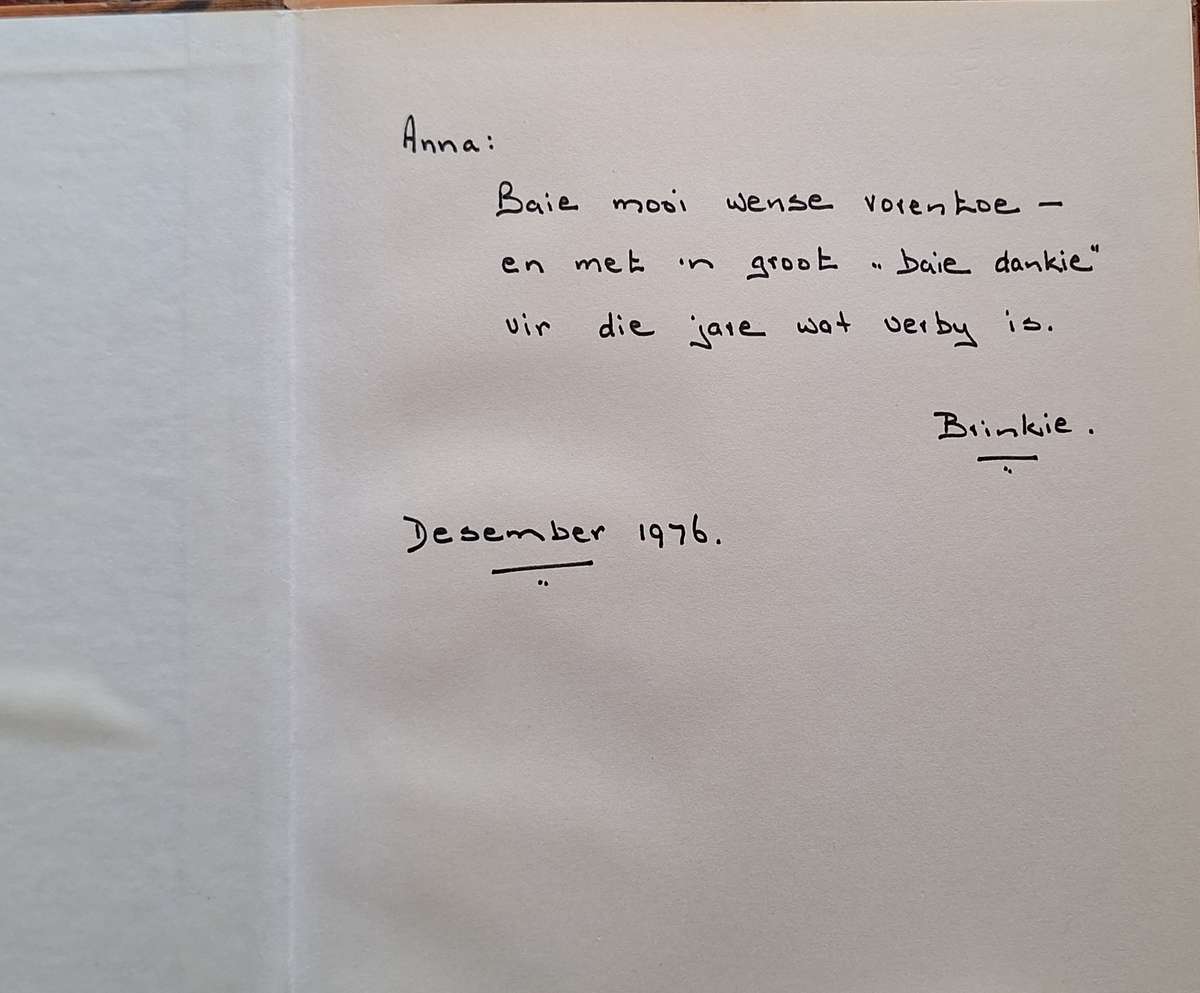 Brief aan Mej Steyn 1979 Geteken deur John Vorster en Tini Vorster en die boek John Vorster 10 Jaar